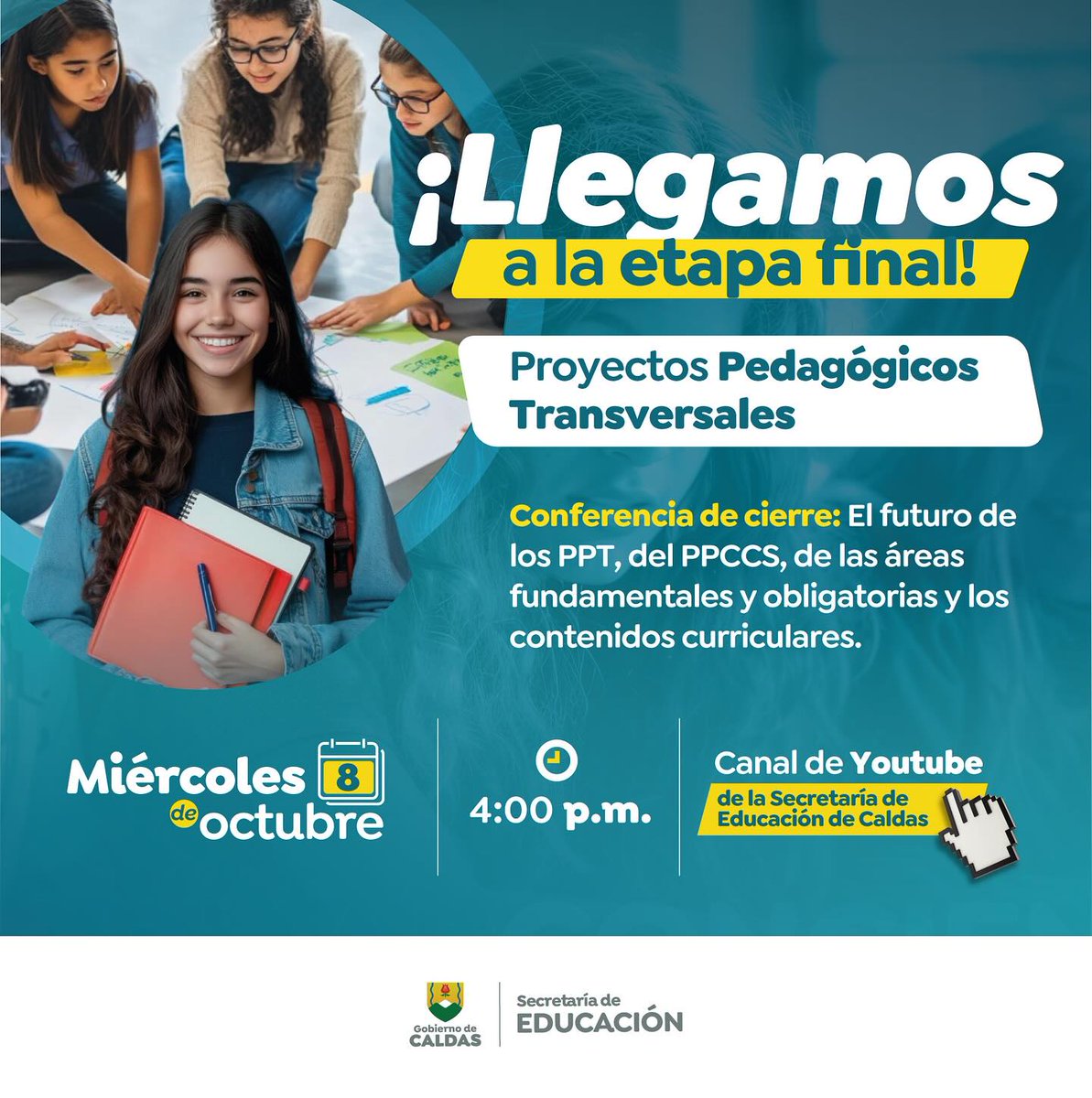 Este miércoles los invitamos a la última conferencia del ciclo de formación en Proyectos Pedagógicos Transversales.Reflexionaremos sobre los retos y proyecciones de la educación caldense. Conéctate👇
youtube.com/watch?v=B3GZ7s…