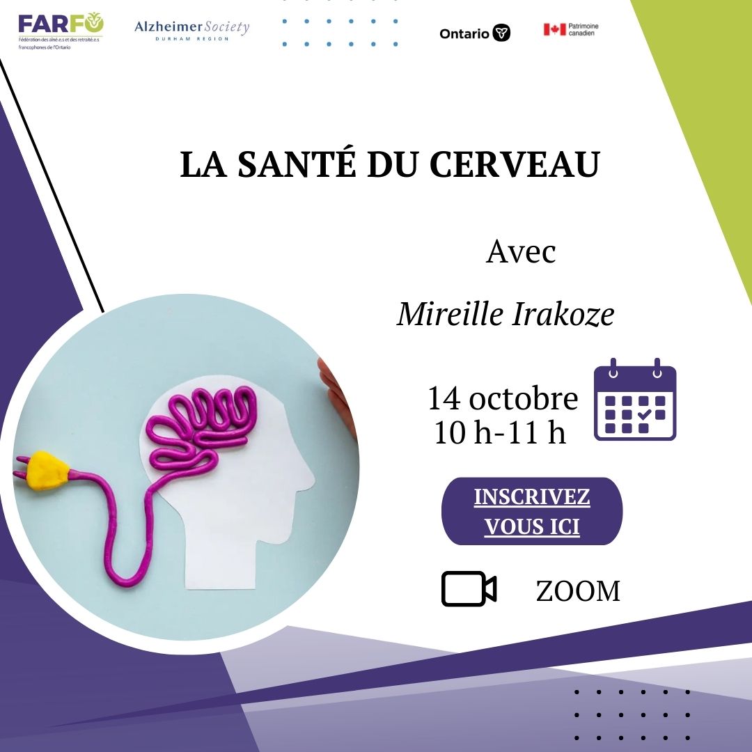 🧠 Atelier “La santé du cerveau”
Découvrez comment prendre soin de votre bien-être cérébral ! 💡
🗓 14 oct. 2025 | 🕙 10 h à 11 h | 💻 En ligne (Zoom)
🎟 Inscrivez-vous dès maintenant : farfo.ca/events/la-sant…
#FARFO #BienÊtre #SantéDuCerveau #AtelierEnLigne