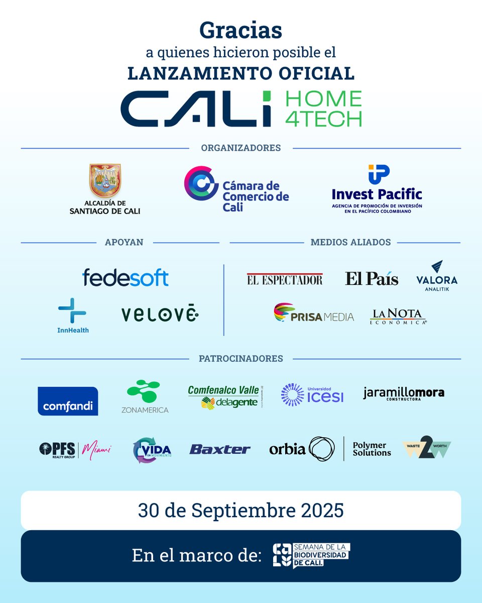 Hacemos un reconocimiento especial a aquellas organizaciones que con su vinculación hicieron posible el lanzamiento de #CaliHome4Tech:
