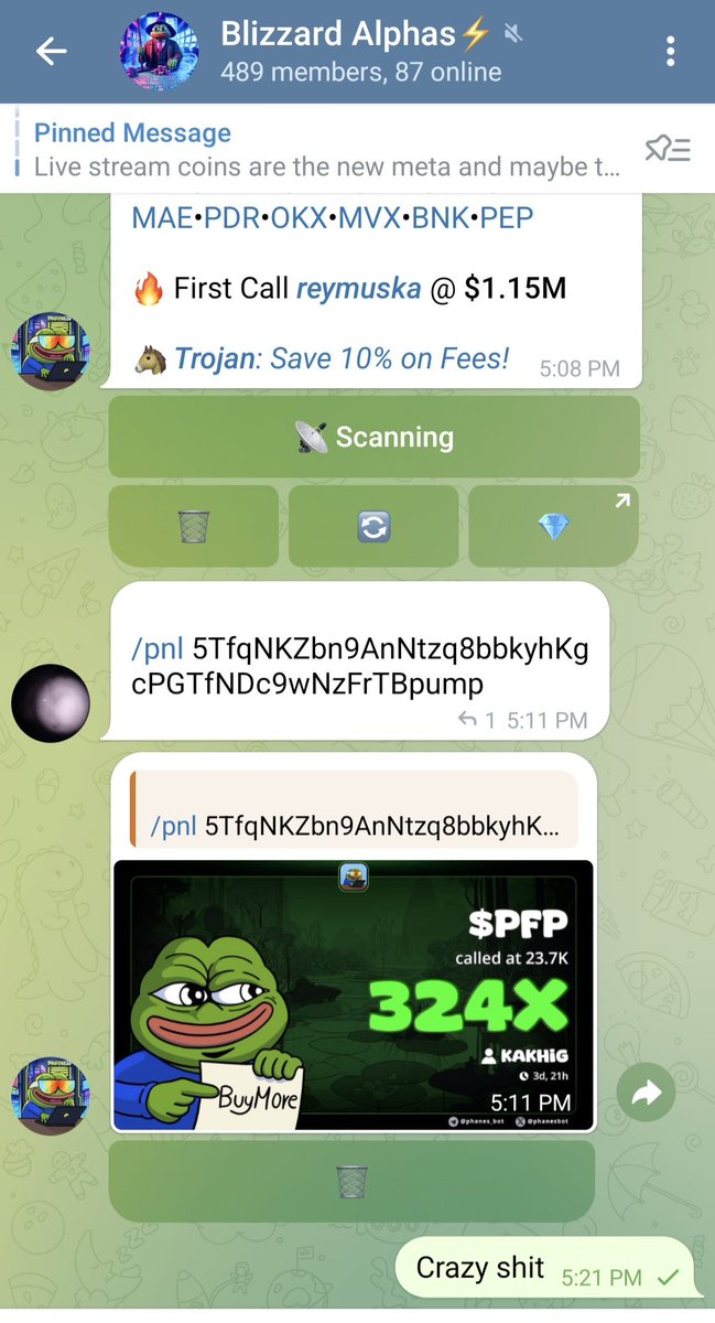 Even in this shit meme market we keep rocking at our private. $pfp called at just 23k and it hit 9m for 324x. We are not just calls we are a community. Dm me to join our squad for a cheap lifetime entry 🤜🤛

5TfqNKZbn9AnNtzq8bbkyhKgcPGTfNDc9wNzFrTBpump