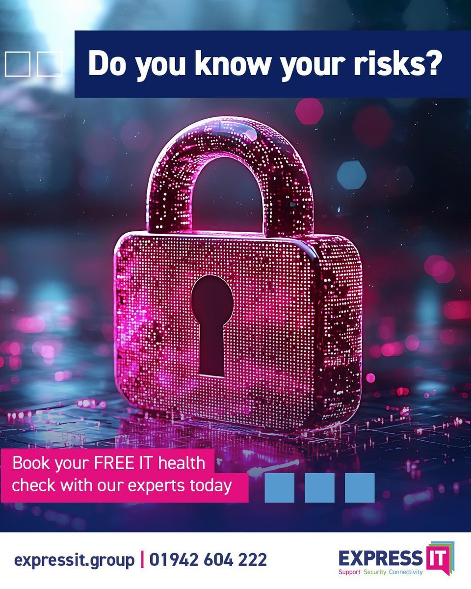 expressitgroup's tweet image. Cyber risks don’t always look obvious. In fact, most businesses we speak to don’t realise the gaps until it’s too late. 

Do you know where your risks are hiding? If not, now’s the time to find out.👀 
 
👉 Book your free IT Health Check today. 
🌐 expressit.group