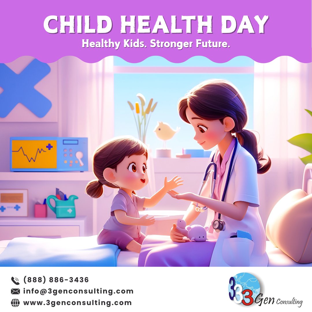 3gen_consulting's tweet image. Happy Child Health Day 2025!
Every child deserves a healthy start. From pediatric check-ups and balanced nutrition to mental well-being and safe environments, let’s help children grow strong and thrive.
Prioritize child wellness today for a healthier tomorrow!

#ChildHealthDay