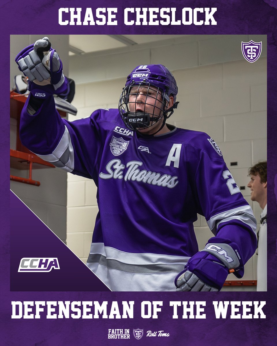 A pair of 🍎's = <a href="/CCHAHockey/">CCHA</a> Defenseman of the Week!

The first of Chase Cheslock's career

#RollToms | #FidesInFratrem