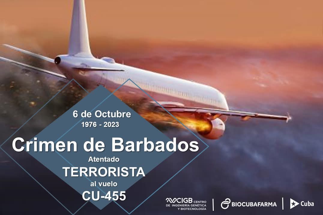 #6octubre1976 A más de cuatro décadas y media del atentado terrorista a un avión de Cubana de Aviación, en Barbados, <a href="/CIGBCuba/">CIGBCuba</a> rinde homenaje a víctimas de lamentable hecho. #TenemosMemoria #NoAlTerrorismo #Cuba