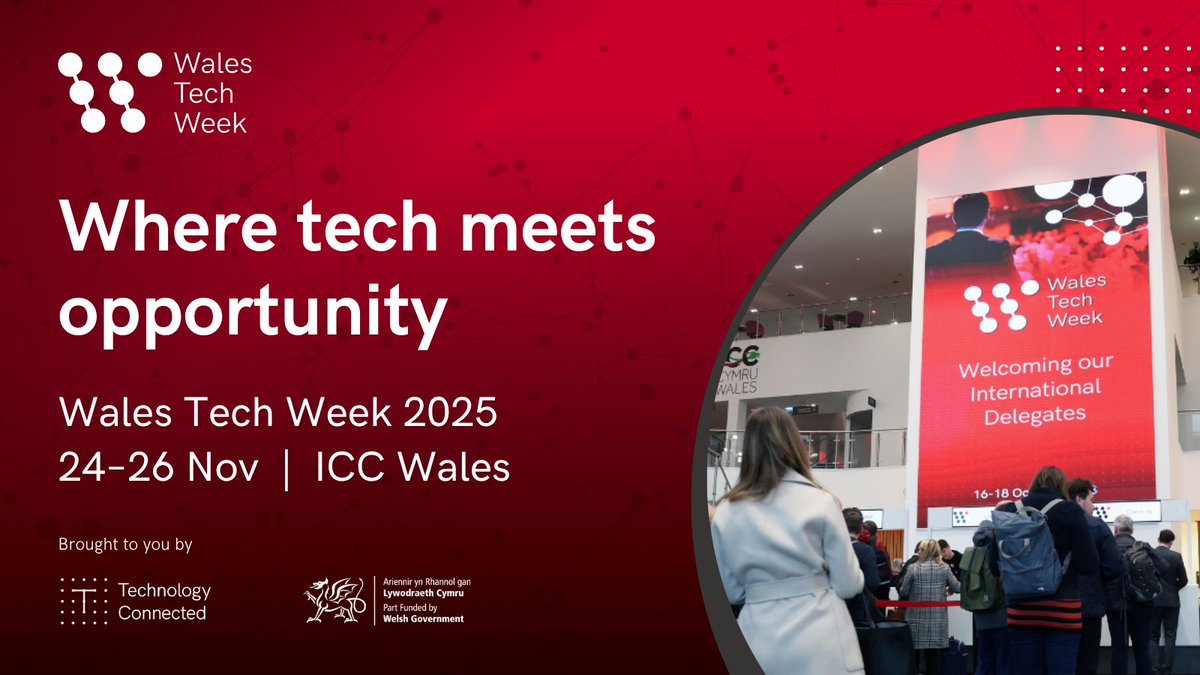 🌍 Where tech meets opportunity! 

Wales Tech Week 2025 returns to ICC Wales on 24–26 Nov. Powered by @technologyconnx, discover global innovation, world-class speakers &amp; game-changing ideas

Don’t miss it 👉 walestechweek.com

#WalesTechWeek #TechSummit #Innovation