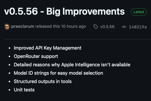 Just released CrossIntelligence 0.5 with "Big Improvements". I'm using this on a currently shipping app and am progressively adding it to all my apps. Supercharge your .NET apps with free on-device AI! github.com/praeclarum/Cro…