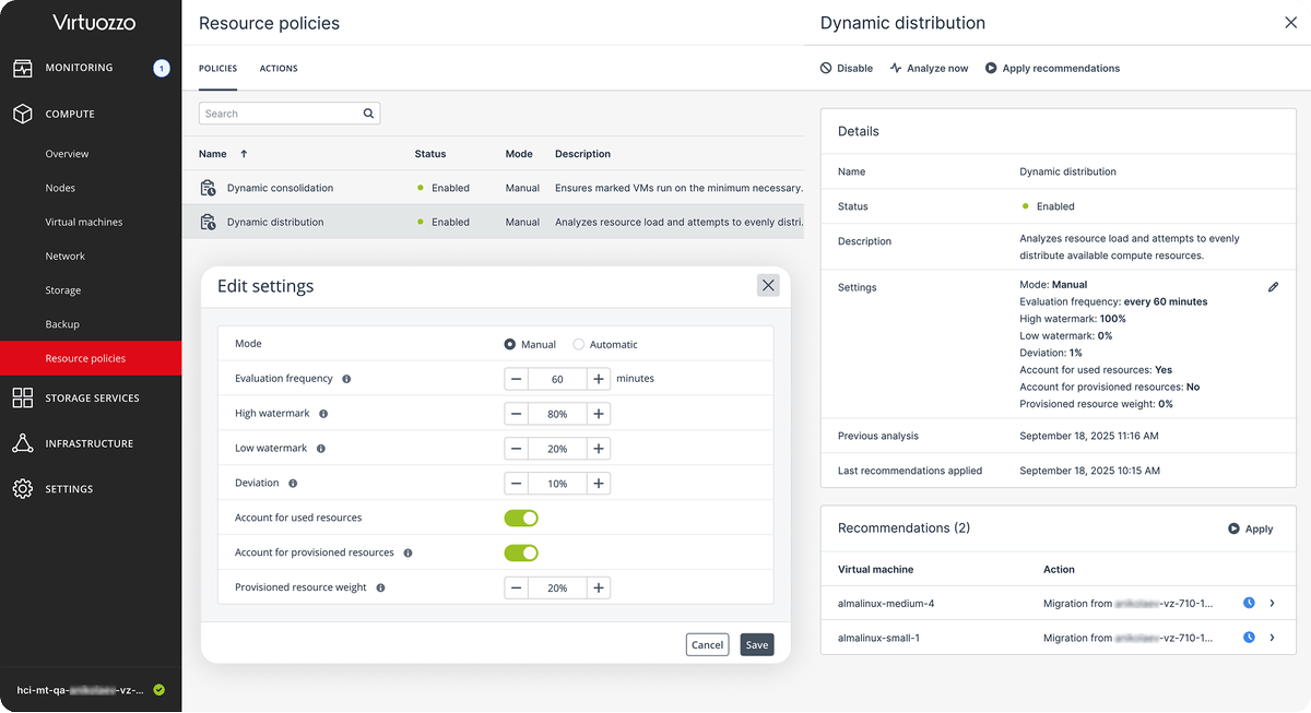 Steadier performance, Lower ops overhead, Better hardware utilization with Dynamic Resource Policies + live migration:
#Distribution: auto-spread VMs to prevent CPU/RAM hotspots
#Consolidation: pack tagged workloads to optimize licensing
👉 Request demo: virtuozzo.com/hybrid-infrast…