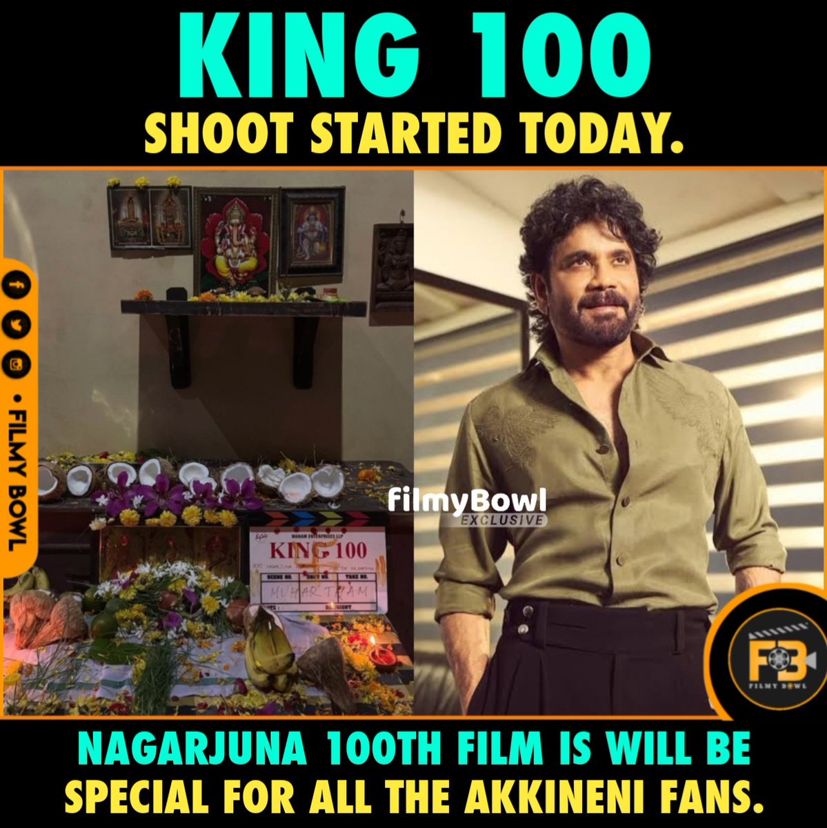The official shoot for #Nagarjuna's 100th Film commenced today.

#KING100