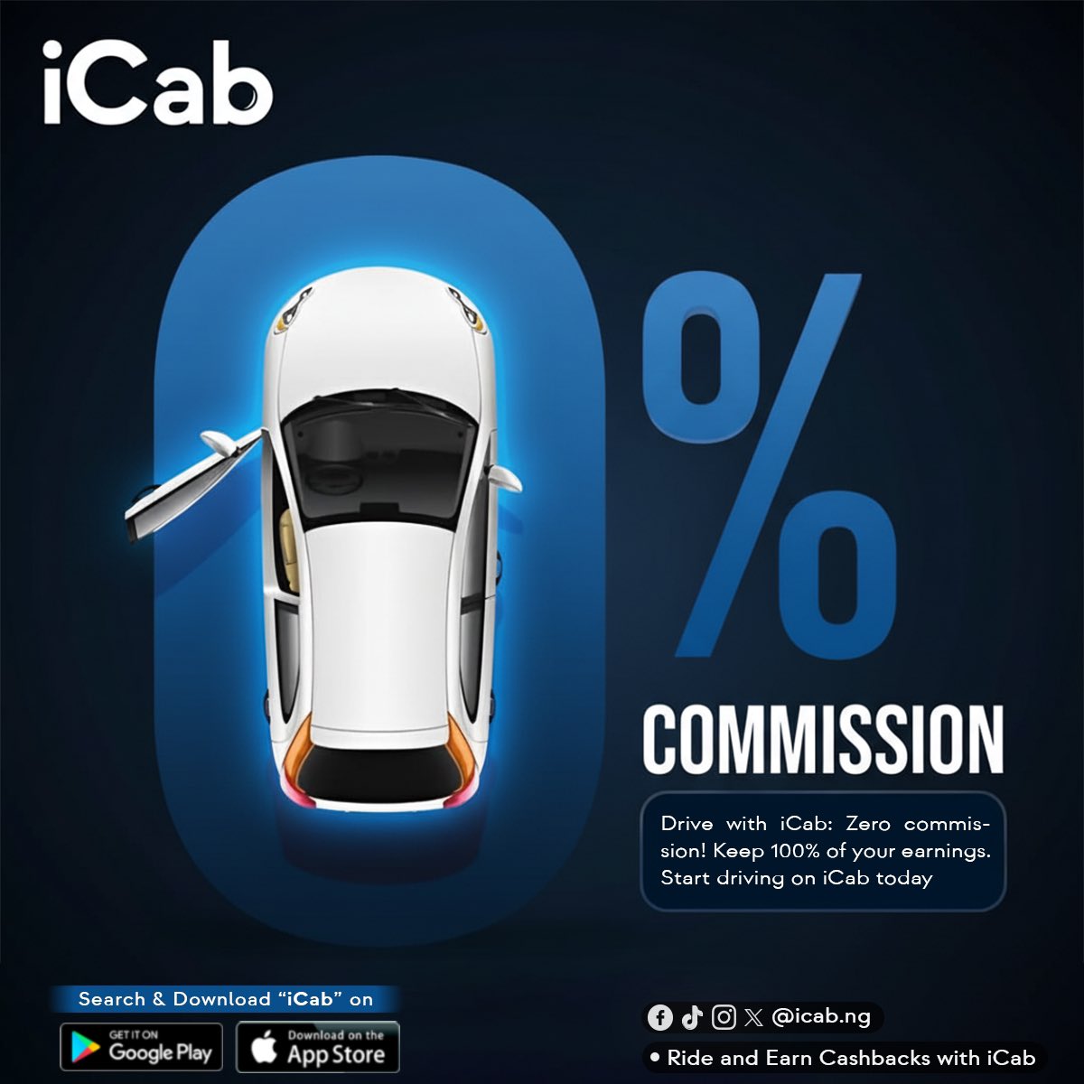 iCab_ng's tweet image. Keep it all! iCab takes 0% commission so drivers earn 100% Start driving today.

 #iCab #DriveAndEarn #ZeroCommission