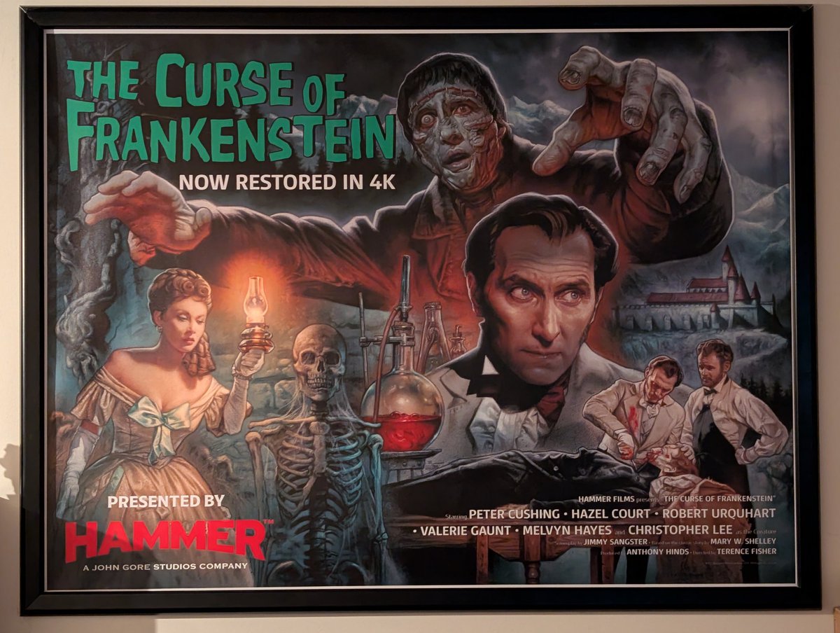 My Curse of Frankenstein quad poster arrived from <a href="/hammerfilms/">Hammer Films</a> today. Beautiful artwork. Puts me in the mood to play with dead bodies. Purely in the name of science, of course.