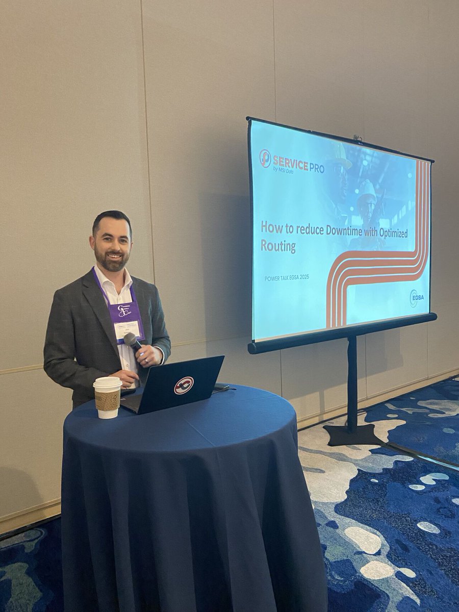 msidata's tweet image. The 2025 Fall Electrical Generating Systems Association is off to a great start this morning. 
Our Head of Growth, Jon Matthews kicked off a power talk on #routeoptimization. 

Curious on how an optimized route can help reduce downtime? Reach out to us at sales@msidata.com today!