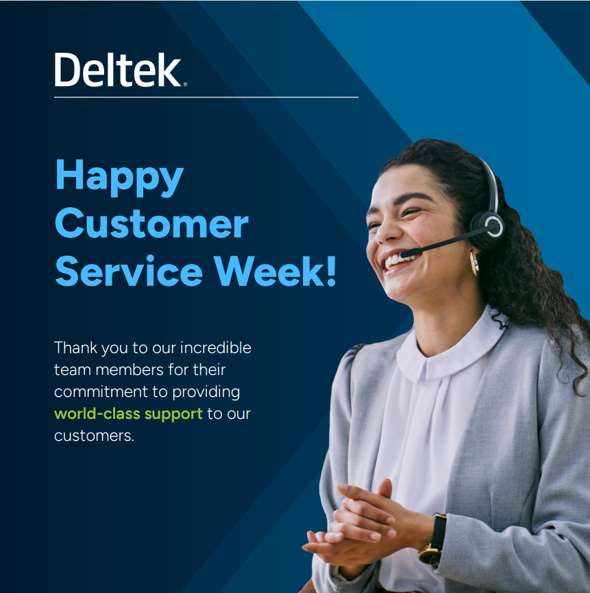 Deltek's tweet image. 🎉 Happy #CustomerServiceWeek! 🎉

This week, we’re celebrating our amazing employees who go above and beyond to ensure our customers succeed.

Thank you for your dedication to delivering exceptional service and support to #DeltekProjectNation every day! 💙
