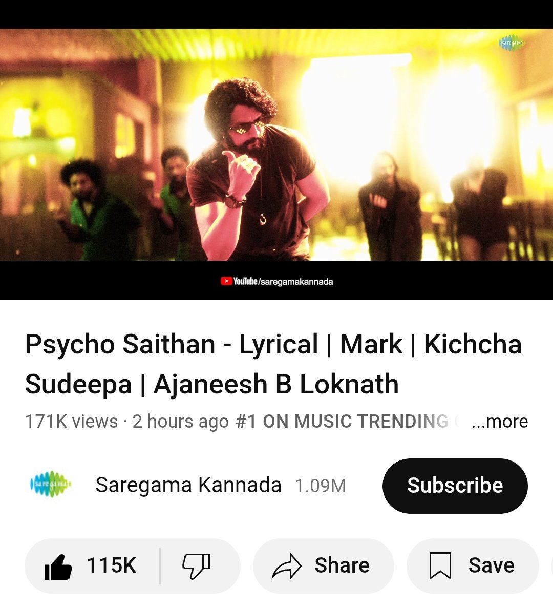 singal_sher's tweet image. Trending No 1 On YouTube 🗿🔥

#MarkFirstSingle #MarkTheFilm
#KicchaSudeep #BRBFirstBlood 
@KicchaSudeep @AJANEESHB