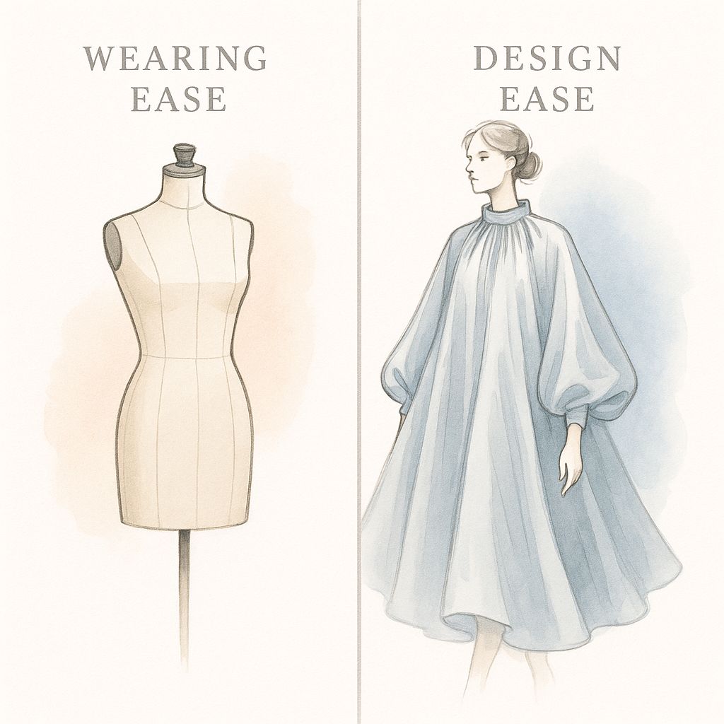 imageclothia's tweet image. Two kinds of ease. Two very different jobs.
Wearing ease = comfort baseline (breathing, sitting, moving).
Design ease = style and silhouette (flow, drama, structure).
#PatternMaking #SewingTips #DesignEase #WearingEase #PatternDrafting