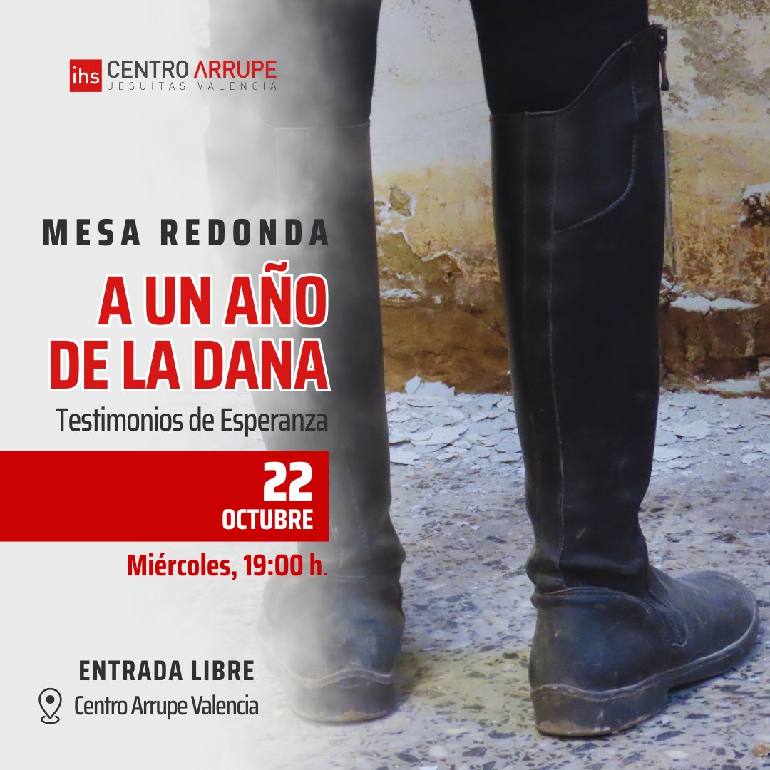 📢 Te invitamos a la Mesa Redonda: "A UN AÑO DE LA DANA". Un espacio que se propone ser un testimonio de esperanza forjado en la adversidad y un llamamiento a la solidaridad organizada y sostenida.

🗓️22 OCTUBRE. Entrada libre

👉 Apúntate  centroarrupevalencia.org/events/mesa-re…