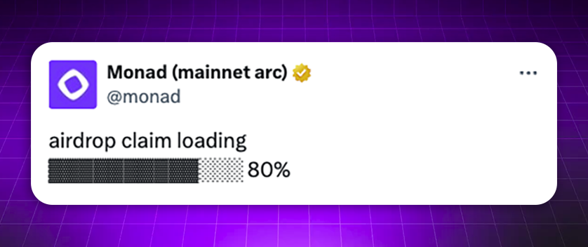 Crypto_Pranjal's tweet image. Monad Airdrop Almost Here! ๐ช
@monad just posted:
airdrop claim loading
โโโโโโโโโโโโโ 80%
Last update on October 2 was at 51%, and in just 4 days itโs already 80%. Looks like the airdropโs almost here.
Soโฆ what do you think? Monad airdrop this October?