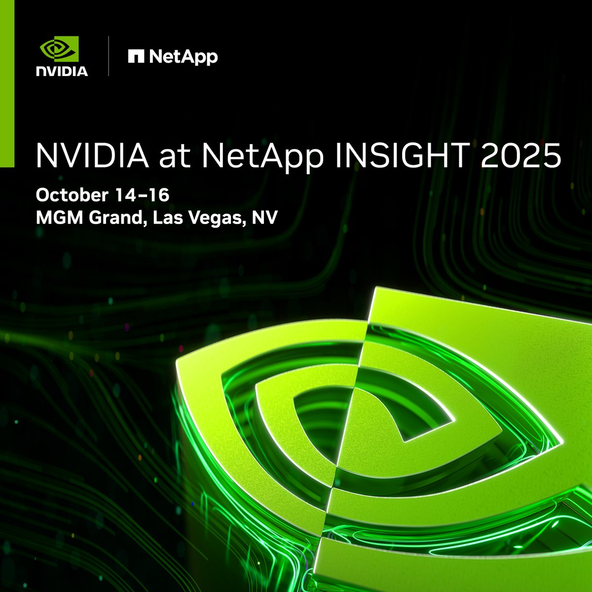 NetAppInsight's tweet image. Join @nvidia at #NetAppINSIGHT to bridge enterprise data &amp;amp; AI at scale.

Dive into sessions on real-world use cases for AI infrastructure, data discovery, &amp;amp; best practices for scalable governance.

Register now to connect with experts and see what’s next: bit.ly/4nYb2UW