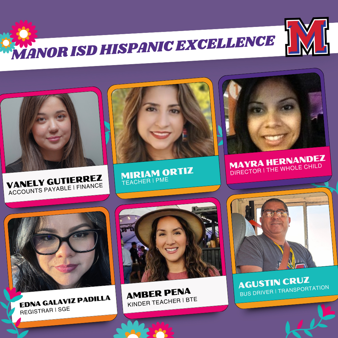 ManorISD's tweet image. All month long, we’re highlighting Hispanic Excellence here at Manor ISD. This week we highlight:

⭐️ VANELY GUTIERREZ
⭐️ MIRIAM ORTIZ
⭐️ MAYRA HERNANDEZ
⭐️ EDNA GALAVIZ PADILLA
⭐️ AMBER PENA
⭐️ AGUSTIN CRUZ