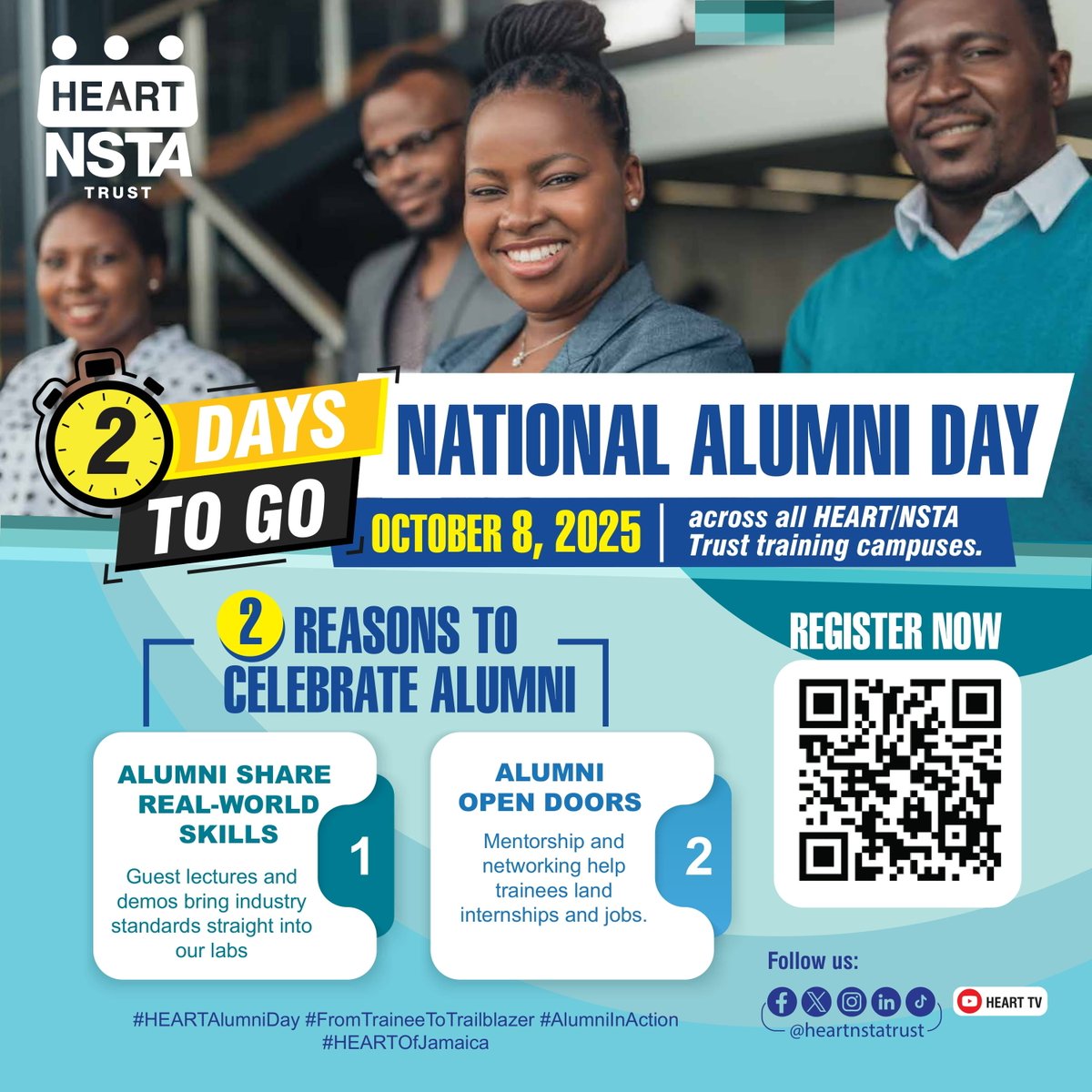 heartnstatrust's tweet image. ✨ Just 2 DAYS to go! ✨
Join us on October 8, 2025 for National Alumni Day across all HEART/NSTA Trust campuses. 💙💛