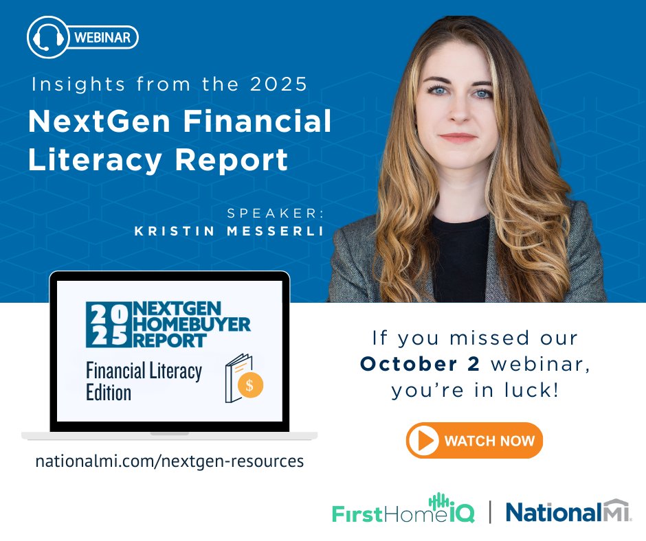 Did you miss our recent webinar featuring Kristin Messerli reviewing key insights from the 2025 NextGen Financial Literacy Report? No worries! 🎧 Watch the full recording here: okt.to/9qYo5Q #NationalMI #NextGenHomebuyerReport <a href="/kristinmesserli/">Kristin Messerli</a> <a href="/FirstHomeIQ/">FirstHomeIQ</a>