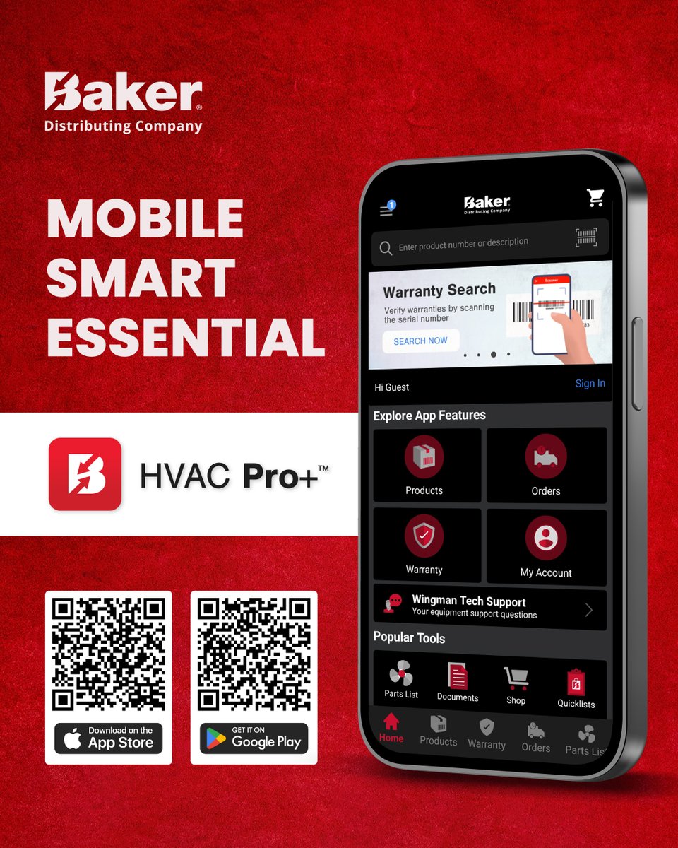 BakerDist's tweet image. Our mobile app offers a range of features designed to make your job easier. The HVAC Pro+ mobile app provides access to product information and easy to use tools while on the go. 

Learn more: bakerdist.com/technology/app

#WorkSmarterNotHarder #BakerDistributing #HVACpros