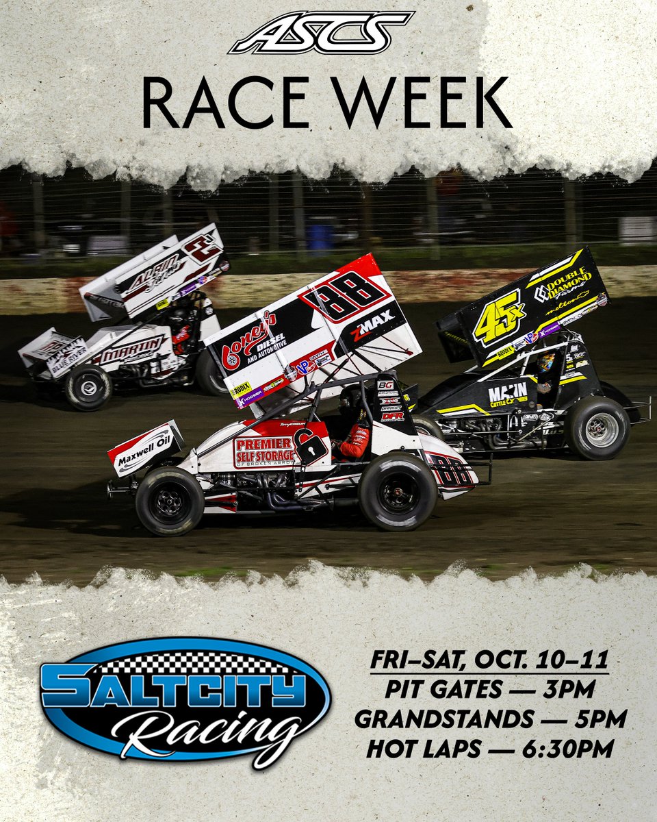 Headed to Hutch 👊

The Salt City Speedway at the Kansas State Fairgrounds hosts the American Sprint Car Series this Friday–Saturday night!

Tickets on sale now at ASCSRacing.com. Can't be here? Stream every lap live on <a href="/DIRTVision/">DIRTVision</a>.