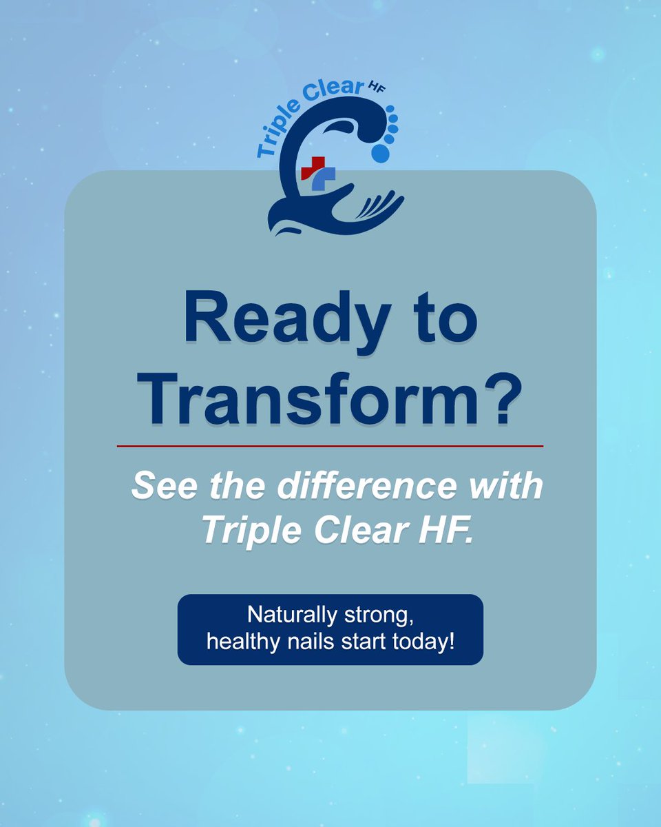 TripleClearHF's tweet image. See real results with Triple Clear HF! 🌿

Clearer, stronger, healthier nails start with consistent care.

Target brittleness &amp;amp; peeling naturally.

Transform your nails now! 💅

#TripleClearHF #VisibleResults #HealthyNails #ClearNails #NailTransformation #NaturalCare