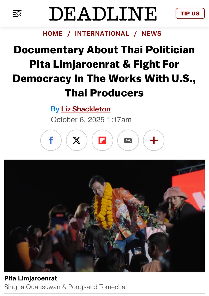 fffonnn_fn's tweet image. #LeadTheWay
สารคดีการเมืองที่เล่าเรื่องราวของประชาธิปไตยที่ถดถอย และการต่อสู้เพื่อประชาธิปไตยของพี่ทิม…

ในข่าวบอก winter2026🥹

#พิธาลิ้มเจริญรัตน์ 

deadline.com/2025/10/pita-l…