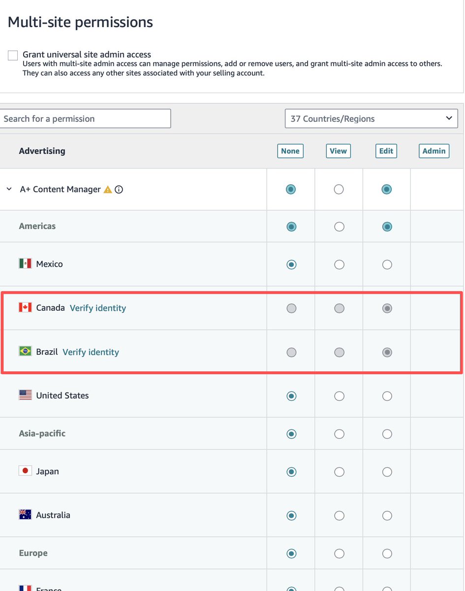 chris_fba4u's tweet image. I really wonder if Amazon tests stuff before rolling it out to users. I cannot remove the permissions from this user unless I verify her identity? Hence it’s stuck on FULL permission.