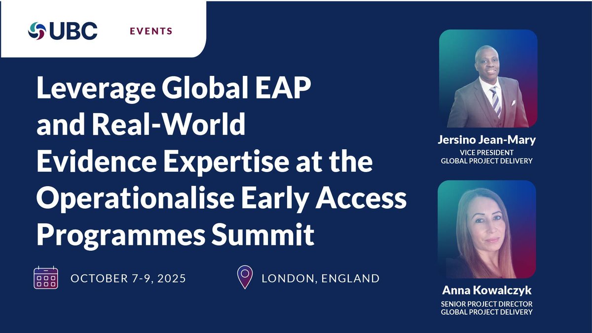 UBCPharma's tweet photo. UBC at #OperationaliseEAP: Scalable EAPs. Smarter data. Real impact. Letโs connect in London.
#UBC #ExpandedAccess #ClinicalStrategy #PatientsFirst https://t.co/5gbHK6uBe6