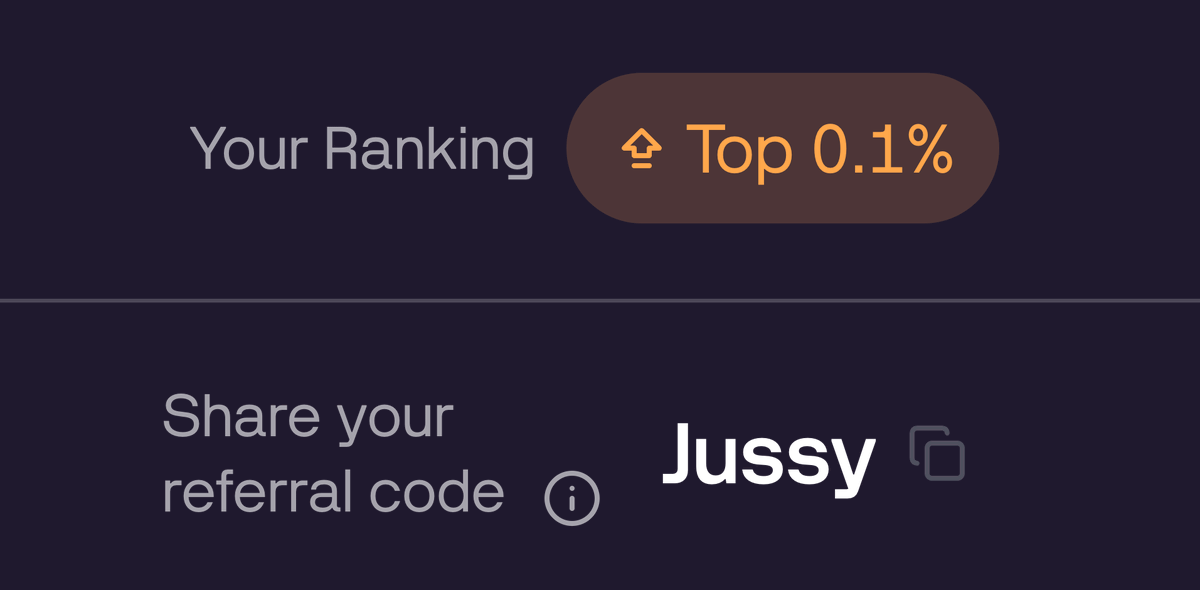 추천 코드 Jussy로 상위 0.1%를 보여주는 Solstice 랭킹 스크린샷
