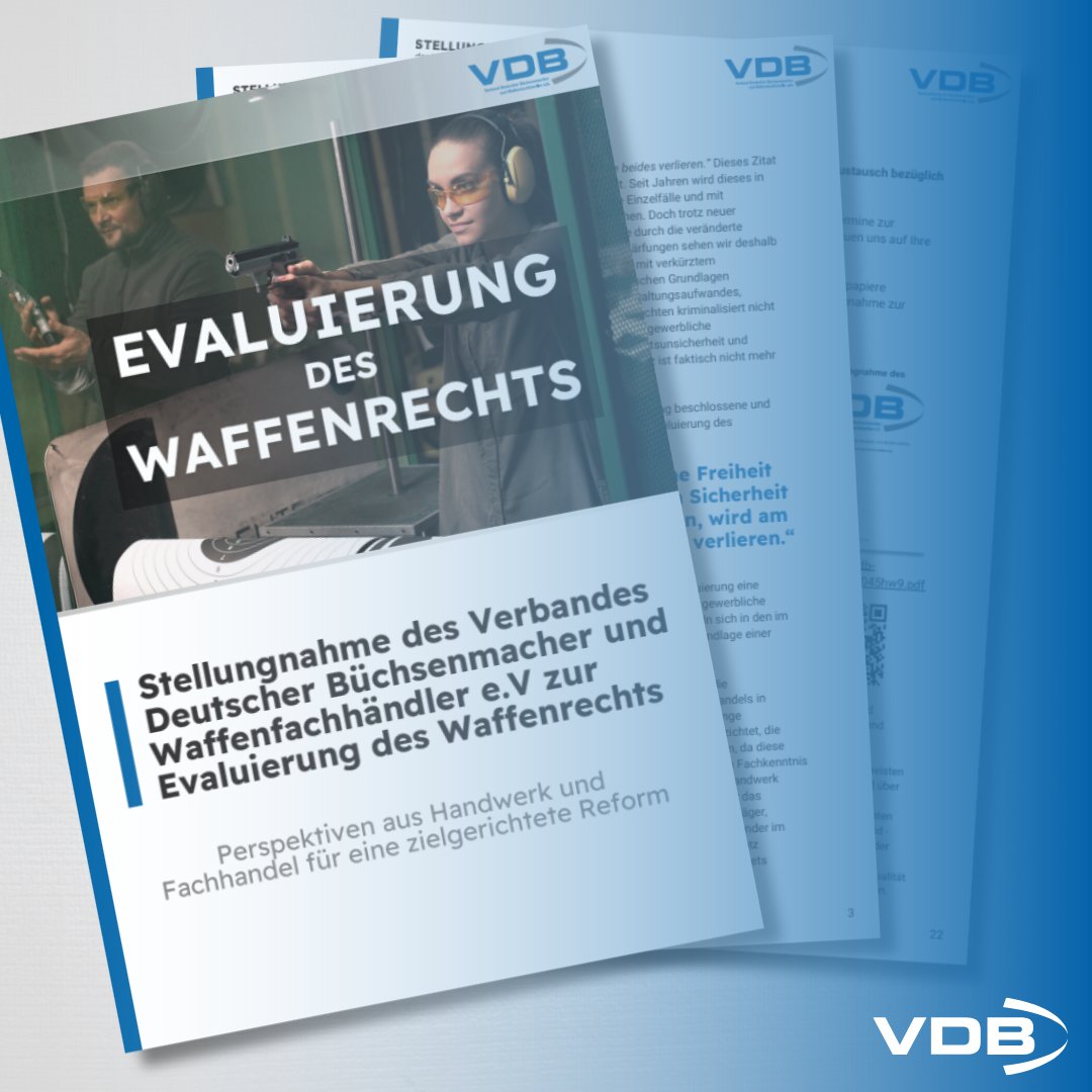 Der VDB hat heute fristgerecht zum 06.10.2025 seine initiale 5-Punkte-Stellungnahme zur Evaluierung des Waffenrechts abgegeben.

Das Bundesministerium des Innern und für Heimat (BMI) hatte vor rund einem Monat zur Beteiligung am Themenfindungsprozesses aufgerufen. Jeder Verband