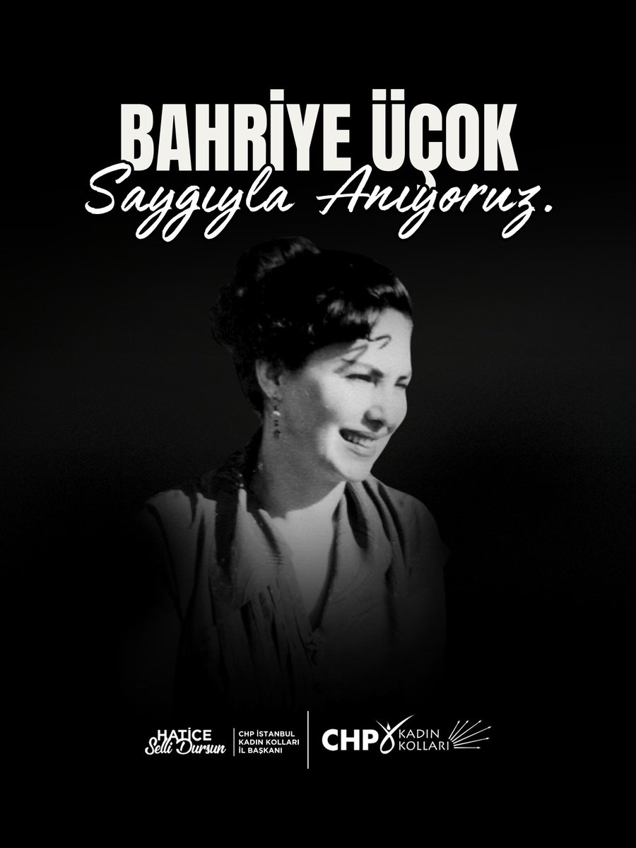 Türkiye’nin ilk kadın ilahiyat akademisyeni, laik, demokratik Türkiye Cumhuriyeti'nin savunucusu Bahriye Üçok’u katledilişinin yıl dönümünde saygıyla ve rahmetle anıyorum.

Onun mücadele azmi; bilimin, aklın ve özgürlüğün ışığını savunan tüm kadınlara ilham olmaya devam ediyor.