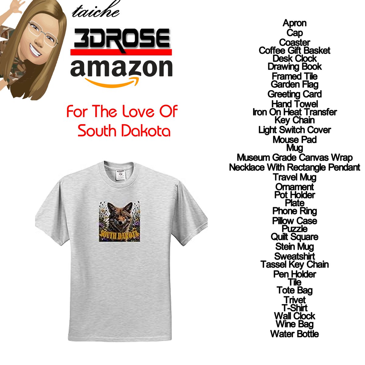 TaicheTees's tweet photo. For The Love Of South Dakota #TShirt #taiche #southdakota #southdakotastate #usstate #coyote #canislatrans #americanjackal #prairiewolf #brushwolf #pasqueflower #prairiecrocus #easterflower #gifts #April26 #giftsforkids #USA #NationalSouthDakotaDay #3dRose https://t.co/vTDmaQ3boU https://t.co/miNeRJZnGv