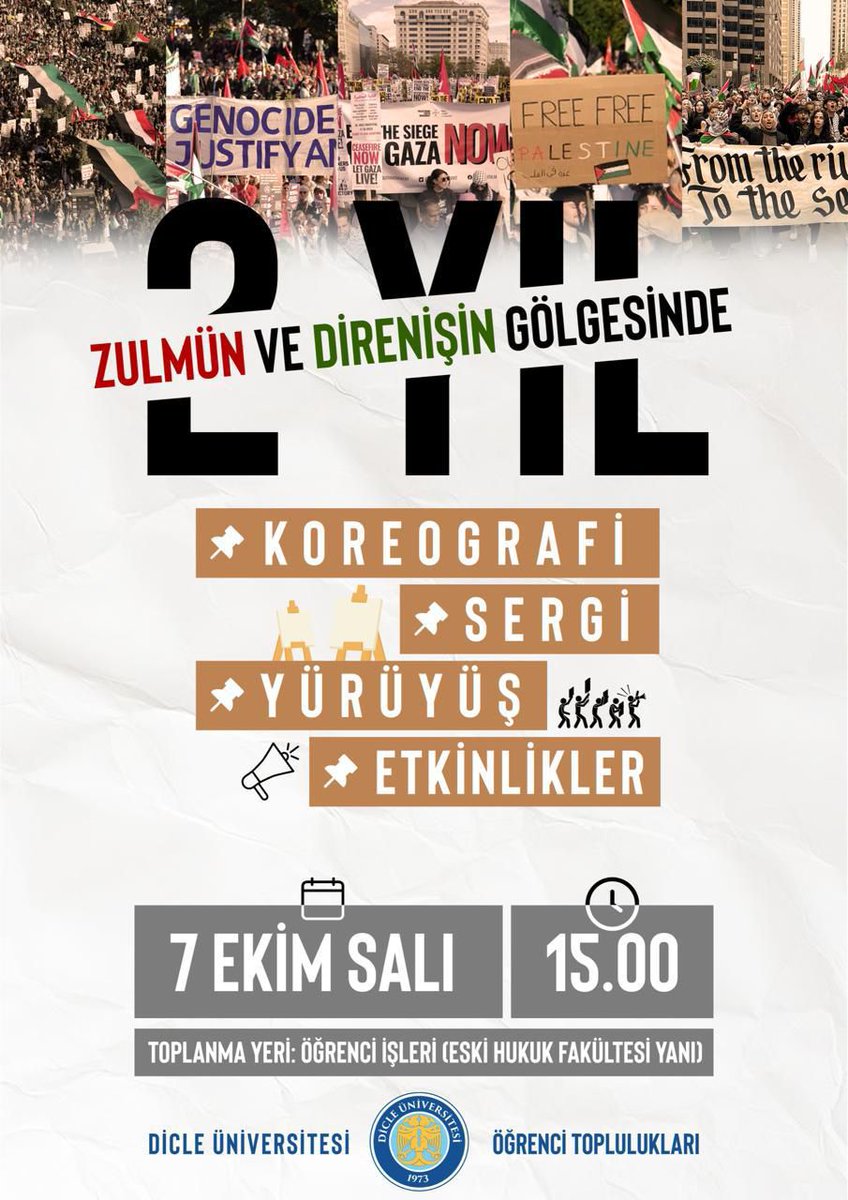 ADEM Kulübümüzün de destek verdiği Dicle Üniversitesi Öğrenci Toplulukları olarak düzenlediğimiz Aksa Tufanı Yürüyüşüne tüm öğrenci kardeşlerimiz davetlidir.