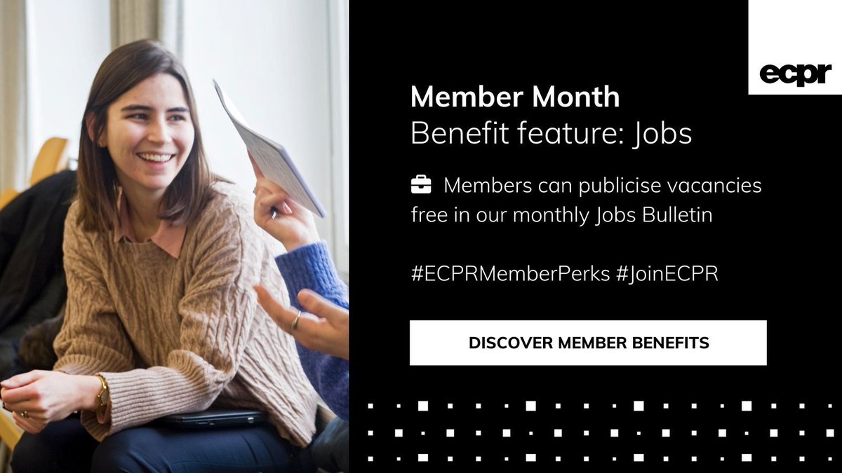 ECPR's tweet image. 💫 Discover more #ECPRMemberPerks this month: 𝐅𝐑𝐄𝐄 job ads 👇

💼 Did you know member affiliates can advertise vacancies FREE in our monthly #Jobs Bulletin? Just email jobs@ecpr.eu

✅ Check if your institution is a member ecpr.eu/Membership/Cur…

#JoinECPR #ECPRMemberJobs