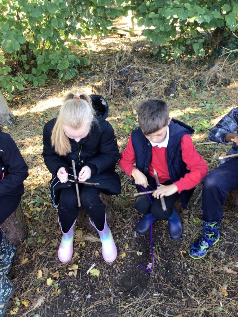 This morning at Forest School, the Year 4 children took the sticks they had carved the previous week and crafted a God’s Eye. The task demands focus and perseverance since the yarn and structure must be tightly fastened. The children will complete their creations next week.