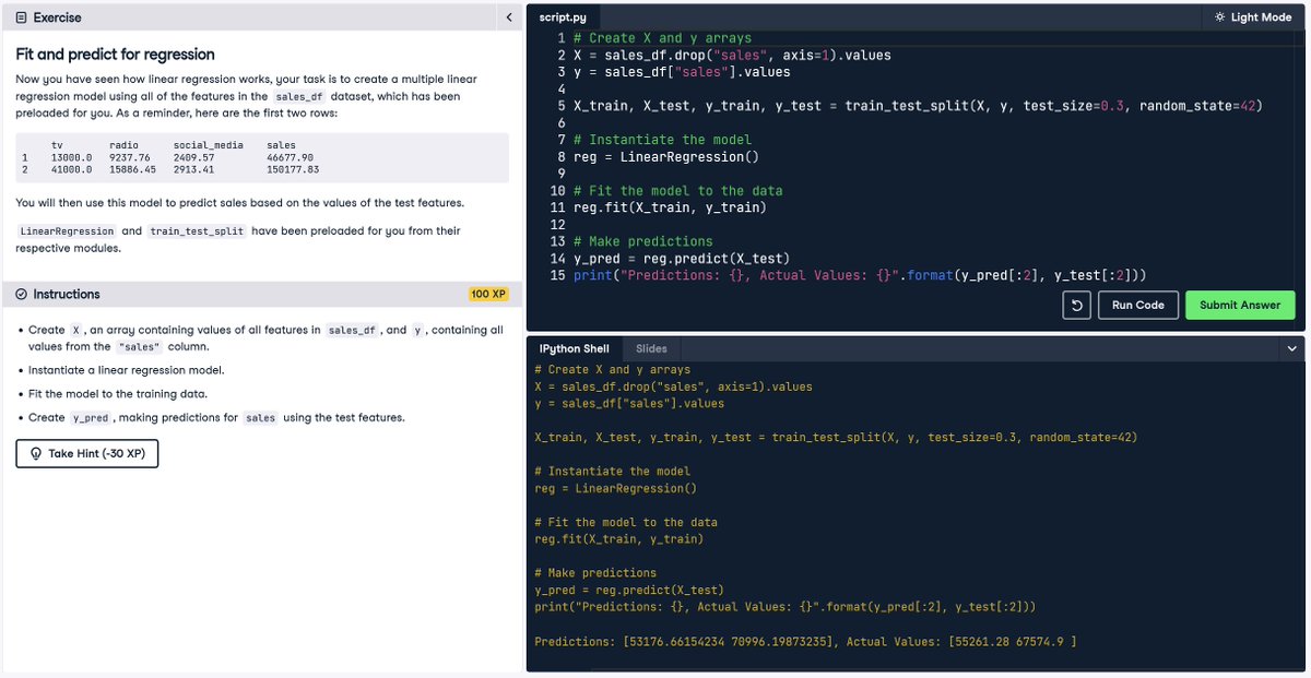 amishagurung91's tweet photo. #LUD9
Today I learned the basics of linear regression, calculate fit and predict for regression and regression performance
#LearningUtsav2025 #30DaysOfAIML #FestivalOfLearning @DataCamp https://t.co/Fb8mHRHpRc