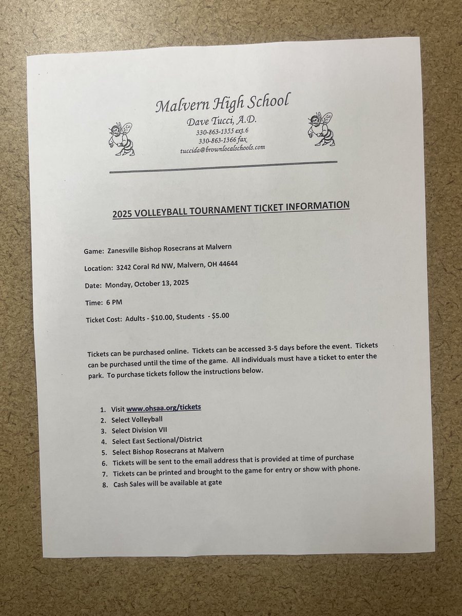 2025 Malvern Volleyball Tournament Ticket Information