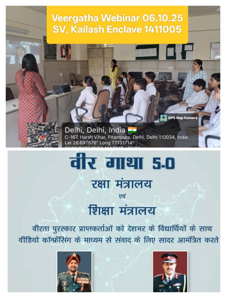 SV_KailashEnclave1411005(NSS & other activities) (@svkailashencla1) on Twitter photo "Veer gatha 5.0" is not just a webinar or a dialogue between gallantry award winners & our school students,but a thought,a source of inspiration for today's generation .Students of <a href="/SVKailashEncla1/">SV_KailashEnclave1411005(NSS & other activities)</a> felt motivated .
<a href="/Dir_Education/">DIRECTORATE OF EDUCATION Delhi</a>
<a href="/ashishsood_bjp/">Ashish Sood</a>
<a href="/gupta_rekha/">Rekha Gupta</a>
<a href="/narendramodi/">Narendra Modi</a> "Veer gatha 5.0" is not just a webinar or a dialogue between gallantry award winners & our school students,but a thought,a source of inspiration for today's generation .Students of <a href="/SVKailashEncla1/">SV_KailashEnclave1411005(NSS & other activities)</a> felt motivated .
<a href="/Dir_Education/">DIRECTORATE OF EDUCATION Delhi</a>
<a href="/ashishsood_bjp/">Ashish Sood</a>
<a href="/gupta_rekha/">Rekha Gupta</a>
<a href="/narendramodi/">Narendra Modi</a>