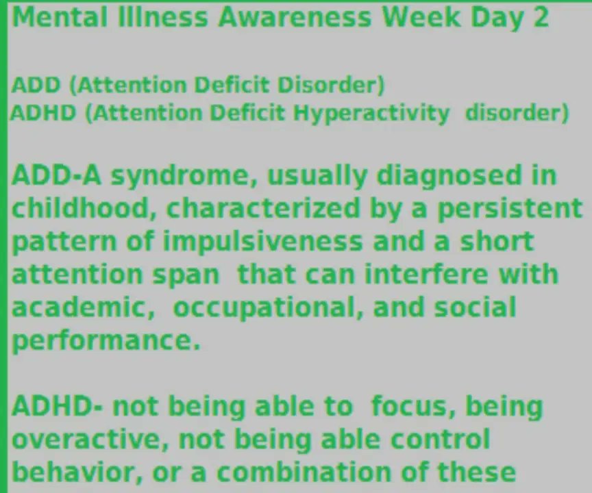 Bipolar_Bandit's tweet image. Mental Illness Awareness Week. Two mental illnesses mentioned today are ADD and ADHD. #add #additional #mentalillness #mentalhealth #mentalillnessawareness #mentalillnessawarenessweek #mentalillnessawarenessweek2025 #mentalhealthmatters #attentiondeficitdisorder