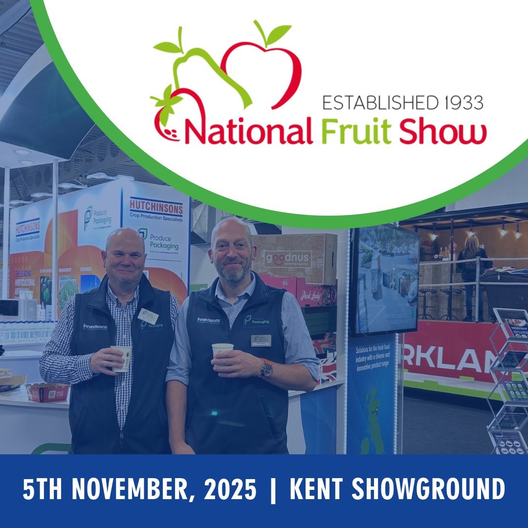 PPackaging's tweet image. Just one month to go until the National Fruit Show!

We’re proud to be this year’s packaging sponsor and will be exhibiting alongside our colleagues at @HutchinsonsAgUK 

We look forward to seeing you all on stand O27!