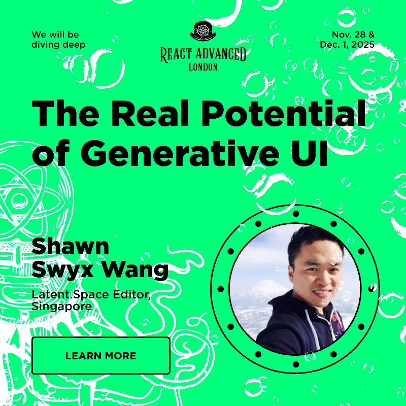 ReactAdvanced's tweet photo. 🚀 Advanced Web Engineering Conference 2025

Dive into the latest in React and Web development with top engineers and early adopters.

💡 Talks from:
@swyx, @Huxpro, Zhou Fang, @lucamezzalira, @adevnadia, @Steve8708, &amp; many more.

🗓 Nov 28 &amp; Dec 1 | 🌍 Next to Big Ben or Online