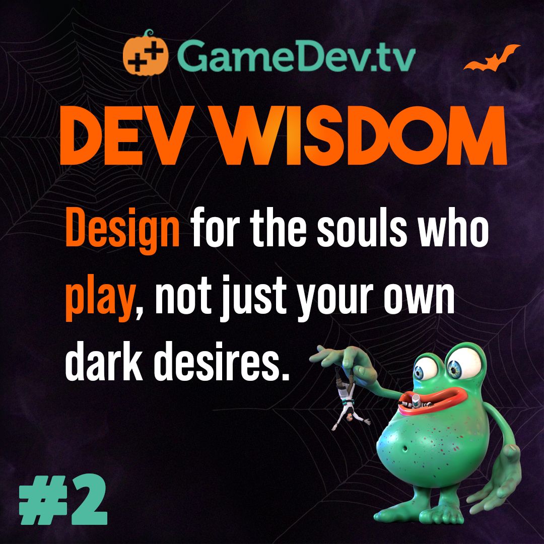 GameDevTV's tweet photo. ๐ฌ Who do you really summon your games for? You or them?
#GameDev #IndieDev #DevWisdom #CursedDev https://t.co/1T1eih8tbL