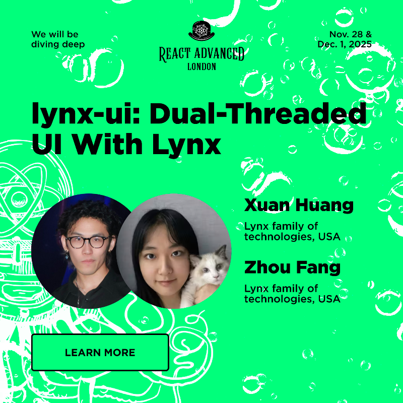 ReactAdvanced's tweet photo. 🚀 Advanced Web Engineering Conference 2025

Dive into the latest in React and Web development with top engineers and early adopters.

💡 Talks from:
@swyx, @Huxpro, Zhou Fang, @lucamezzalira, @adevnadia, @Steve8708, &amp; many more.

🗓 Nov 28 &amp; Dec 1 | 🌍 Next to Big Ben or Online