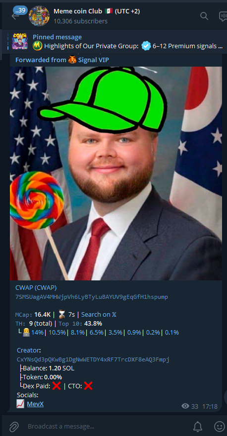 RoyalCoinZ's tweet photo. 🚀 $cwap / $SOL
ENTRY : 16K 
CA: 7SMSUagAV4MHWjpVh6LyBTyLuBAYUV9gEqGfH1hspump
TG VIP : https://t.co/BCupg9Ormf
Not financial advice.  

#Crypto #summer #Solana #memecoin #100xGem #DYOR #BTC #ETH #SOL #TURBOX #TURBOTRADINGBOT #TurboXBot $BTC $ETH $XRP $SOL $BNB $DOGE https://t.co/X6MakEnUA6