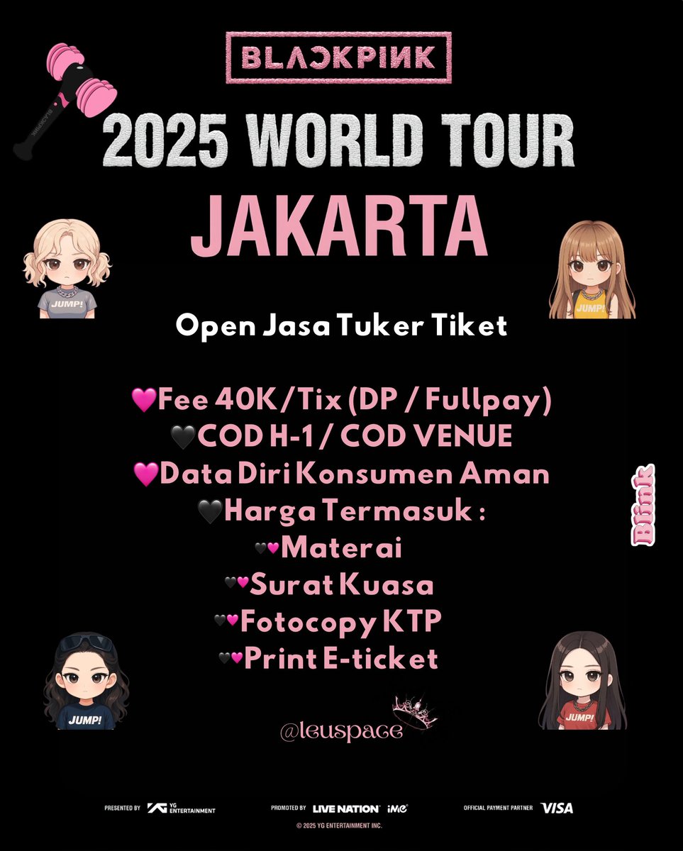 http23irma's tweet photo. Open Jasa Tuker Tiket Blackpink Jakarta🩷🖤

✨S&amp;K Tertera✨

Link Form : https://t.co/B08uhqVDFn

tag Blackpink Jisoo Jennie Rose Lisa world tour in Jakarta https://t.co/zjTBb1Jtih