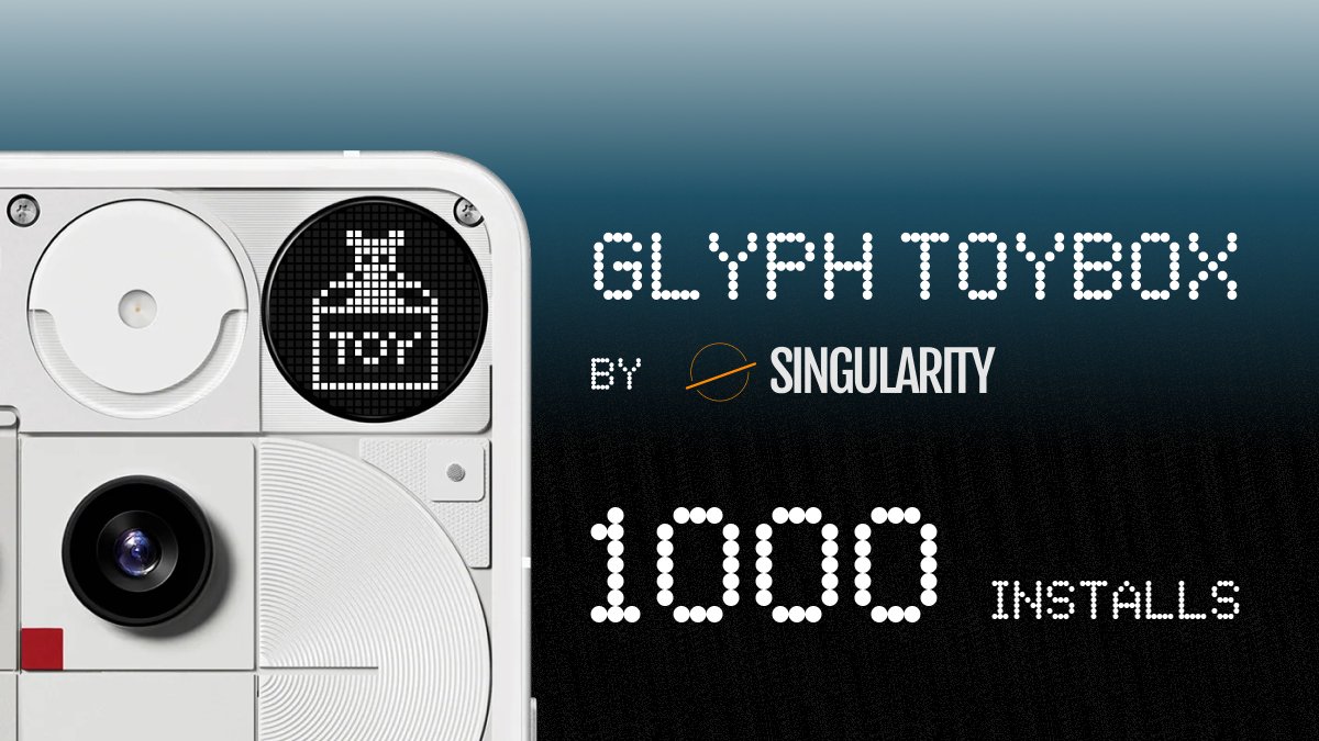 I've got some news to share people!
Glyph Toybox just hit 1000 installs!
I'm genuinely so surprised and happy! 🥹 From a solo passion project to seeing so many from the Nothing Community checking it out, this feels like a quiet win. Never thought folks would explore Glyph Toys &amp;