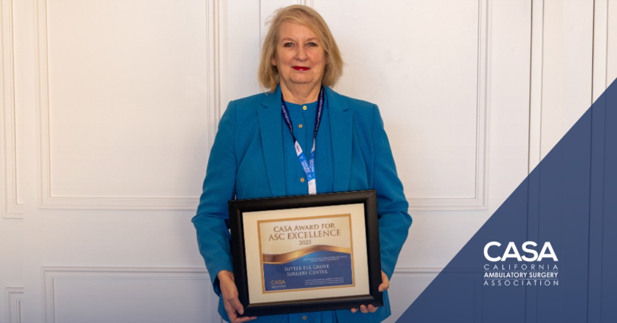 CASA_ASC_Assn's tweet image. Congrats to Sutter Elk Grove Surgery Center on the CASA Award for ASC Excellence! Since 2012, they’ve led with safety, innovation, and “green” care, earning praise for staff engagement and reliable access.

See all this year’s honorees: bit.ly/46cgE6x