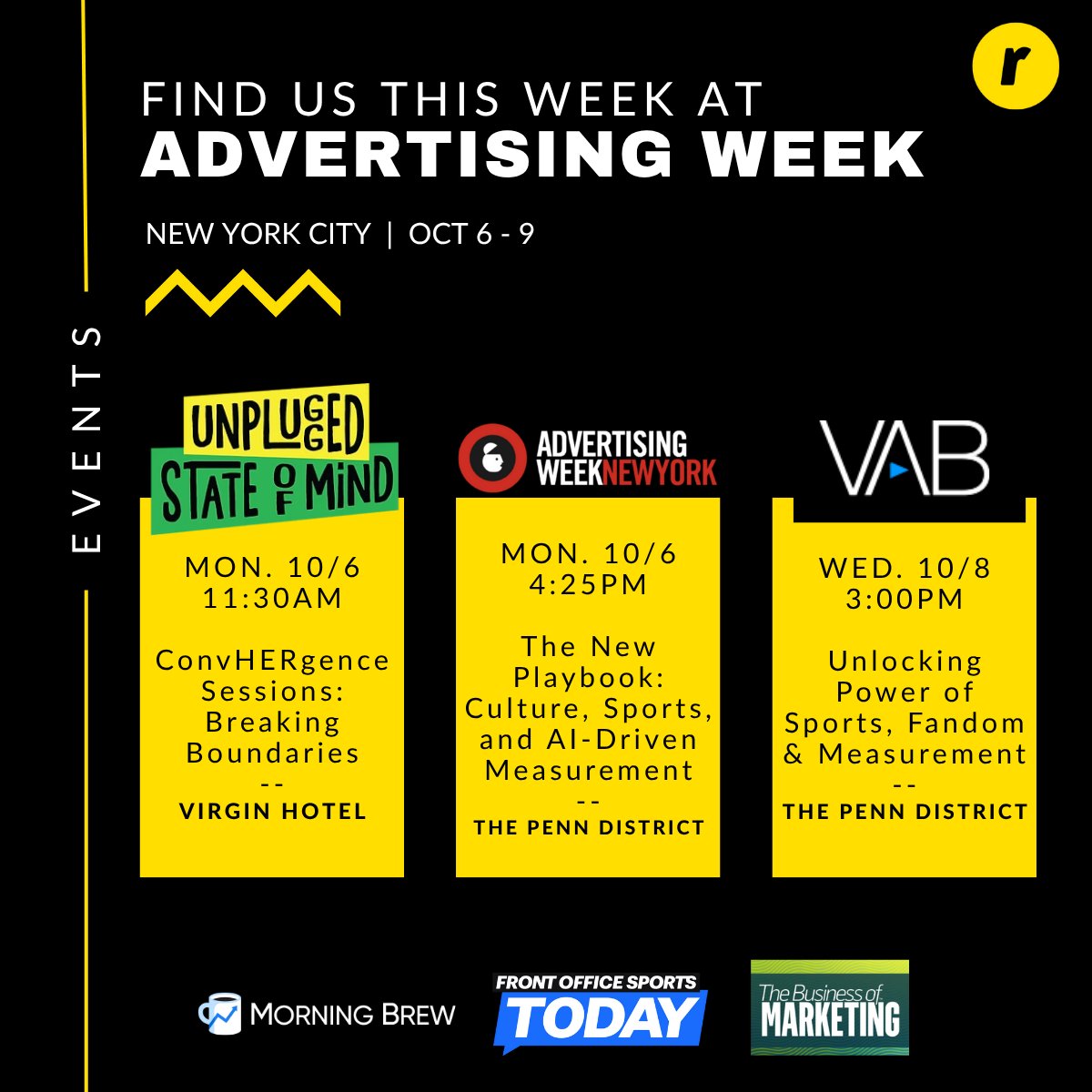 Advertising Week 2025 Kicking Off Now!

Relo has a busy week planned with events, speaking engagements, chats with the media, parties and more! Drop a line in the comments to let us know where you'll be.

Looking forward to seeing you there. 

#AWNY